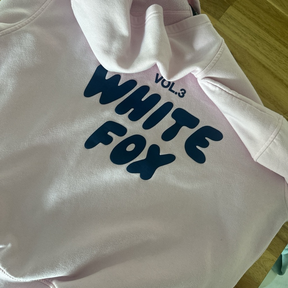 White fox navy blue and  Pink Hoodie